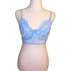Floral Lace Cropped Cami Underwire Bralette Medium New!!